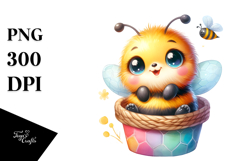 Colorful Baby Bee Watercolor Clipart Title Product Image 1