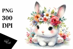Simple Funny Rabbit in Watercolor PNG Product Image 1
