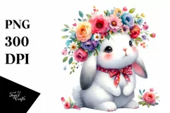 Simple Funny Rabbit in Watercolor PNG Product Image 1
