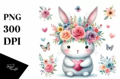 Simple Funny Rabbit in Watercolor PNG Product Image 3
