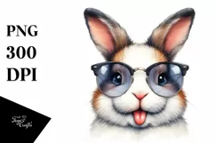 Funny Cute Rabbit Portrait Sunglasses | Clipart Product Image 3