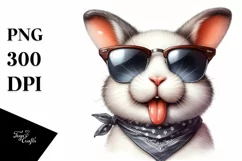 Funny Cute Rabbit Portrait Sunglasses | Clipart Product Image 1