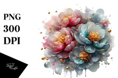 Elegant Peonies Flower Watercolor PNG Product Image 1