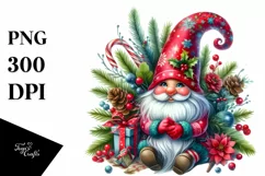 Christmas Gnome,Watercolor PNG Product Image 3
