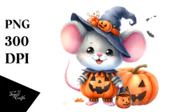 Cute Baby Mouse Dressed for Halloween PNG Product Image 1