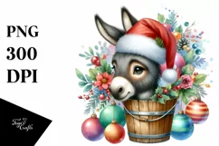 Colorful Donkey with Santa Hat PNG Product Image 1