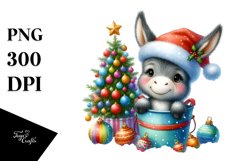 Colorful Donkey with Santa Hat PNG Product Image 1