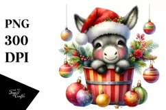 Colorful Donkey with Santa Hat PNG Product Image 1