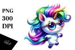 Cute Unicorn Dancing with Cool Haircut PNG Product Image 1
