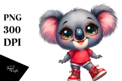 Watercolor Koala Big Eyes with Shoes Smiling. Product Image 1