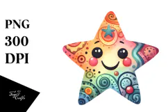 Watercolor Colorful Star PNG Product Image 1