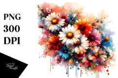 Colorful Watercolor Abstract with Daisy Product Image 1