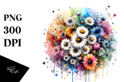 Colorful Watercolor Abstract with Daisy Product Image 1