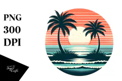 Retro Tropical Sunset, Tshirt Style, Transparent PNG Product Image 1