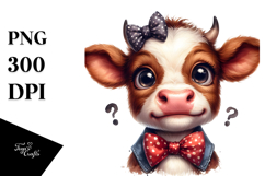 Funny Cow with Bow and Tie PNG Product Image 1
