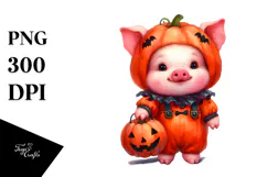 Cute Baby Halloween Pig PNG Product Image 1