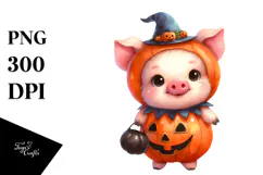 Cute Baby Halloween Pig PNG Product Image 1