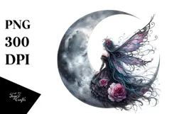 Gothic Fairy on the Moon PNG Product Image 1