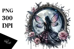 Gothic Fairy on the Moon PNG Product Image 1