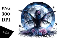 Gothic Fairy on the Moon PNG Product Image 1