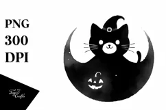 Simple Funny Halloween Black Cat PNG Product Image 1