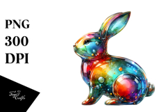 Colorful Bunny on Splashy Background PNG Product Image 1