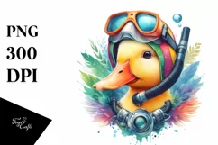 Duck Scuba Helmet Watercolor Sunglasses | Sublimation | Product Image 1