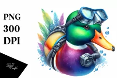Duck Scuba Helmet Watercolor Sunglasses | Sublimation | Product Image 1