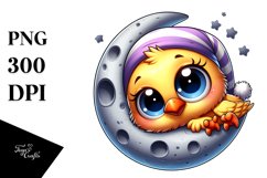 Small Baby Goldfinch Moon Nap | Clipart Product Image 1