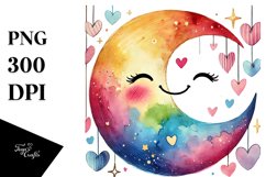 Smiling Moon with Hearts PNG Product Image 1