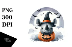 Watercolor Rhino Halloween PNG Product Image 1