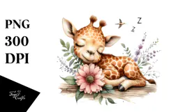 Baby Giraffe Watercolor PNG Product Image 1