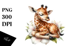 Baby Giraffe Watercolor PNG Product Image 1