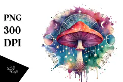 Vibrant Magical Celestial Mushroom Tarot, PNG Product Image 1