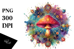 Vibrant Magical Celestial Mushroom Tarot, PNG Product Image 1