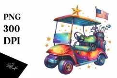 Vintage Vibrant Golf Cart Stars | Clipart Product Image 1