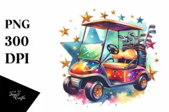 Vintage Vibrant Golf Cart Stars | Clipart Product Image 1