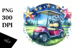 Vintage Vibrant Golf Cart Stars | Clipart Product Image 1