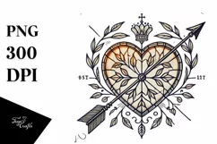 Stained Heart with Arrow, Transparent PNG Product Image 1