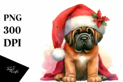Vibrant Mastiff with Santa Hat, PNG Product Image 3