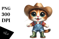 Watercolor Cat Big Eyes Standing Up | Sublimation Clipart Product Image 1