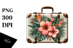 Tropical Flower Suitcase Clipart Product Image 1