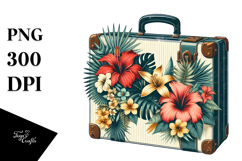 Tropical Flower Suitcase Clipart Product Image 1