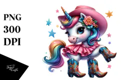 Colorful Unicorn in Line Dancer's Boots PNG Product Image 1
