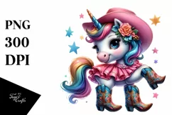 Colorful Unicorn in Line Dancer's Boots PNG Product Image 3