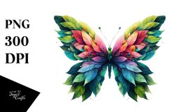 Butterfly with 3D Looking Flowers PNG Product Image 3