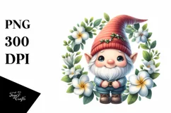 Cute Baby Gnome Gardenia Wreath | Sublimation | Clipart Product Image 1