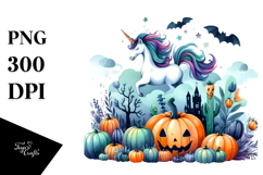 Vibrant Unicorn Halloween Scenery in Style Product Image 1