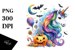 Vibrant Unicorn Halloween Scenery in Style Product Image 1