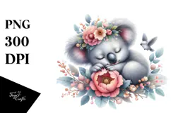 Sleeping Baby Koala Watercolor PNG Product Image 1